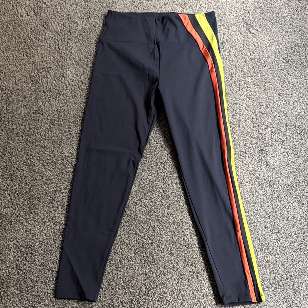 Noli yoga Black Leggings with Orange and yellow Stripes